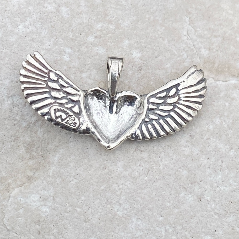 Winged Heart Pendant .925 Sterling Silver made in USA Doorway to the Soul - Picture 4 of 13